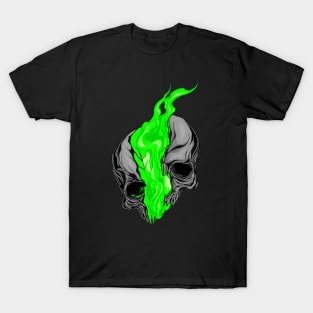 green flaming skull T-Shirt